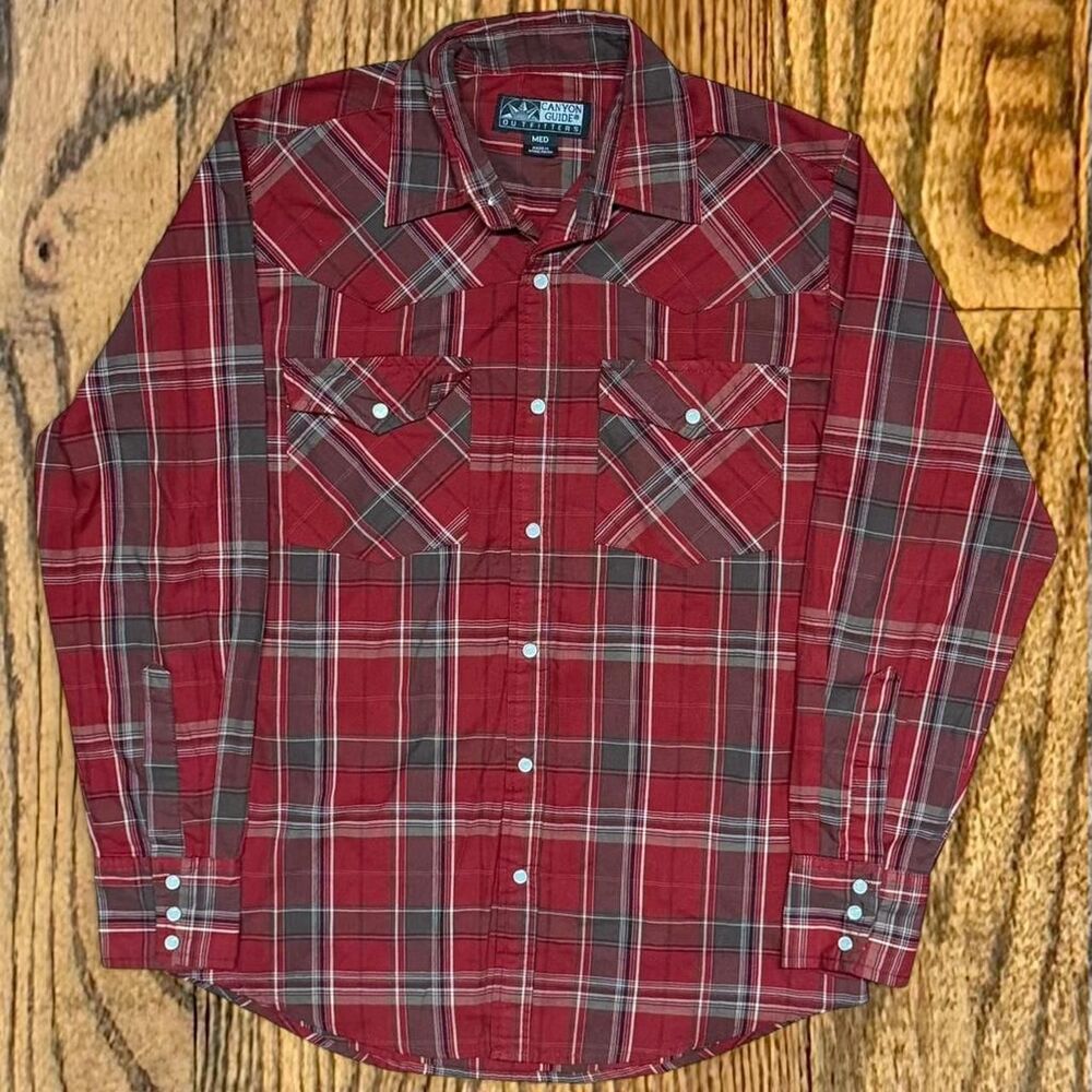 Vintage Plaid Pearl Snap Long Sleeve Button Up Western Shirt